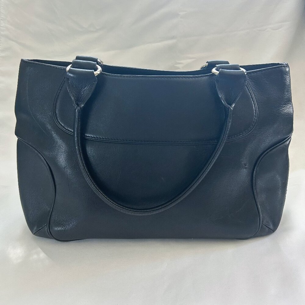 Cole Haan Black Leather Purse with Double Shoulder Strap